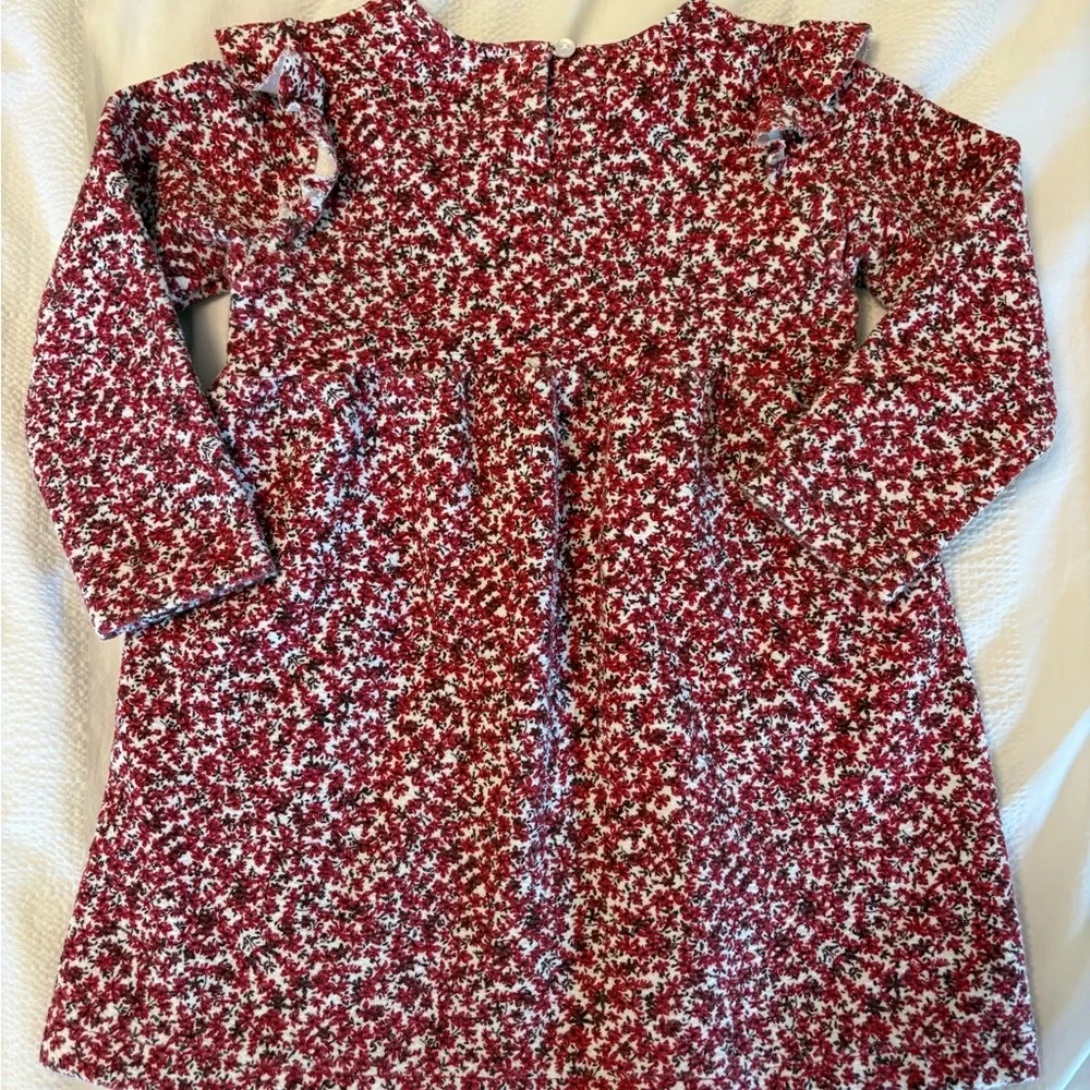Zara Girls Red Floral Long-Sleeve Dress